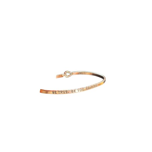 Rose Gold Plated Engraved Bangle Bracelet With "Be True Be You Be Kind" Inspirat - Picture 1 of 7